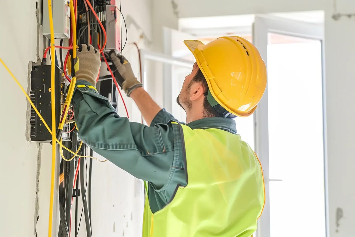 Lahore Maintenance electrician wiring a switchboard