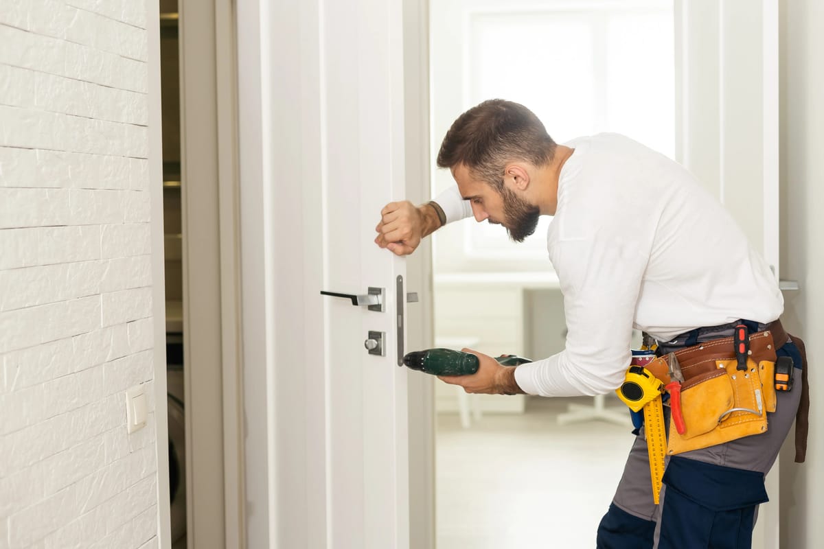 Handyman fitting a fixture at a Lahore home